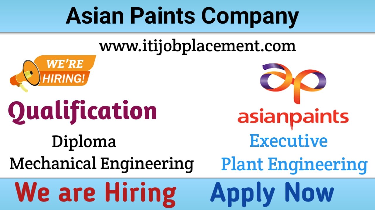 Asian Paints is hiring for Executive-Plant Engineering